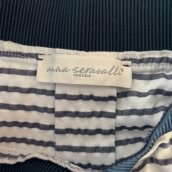 ANNA SERAVALLI Blue & White Striped Midi Skirt Sz 42  / 38 FR - Picture 5 of 9